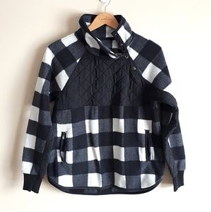 ABERCROMBIE & FITCH / S / Womens Plaid Asymmetrical Neck Fleece Pullover Sweater